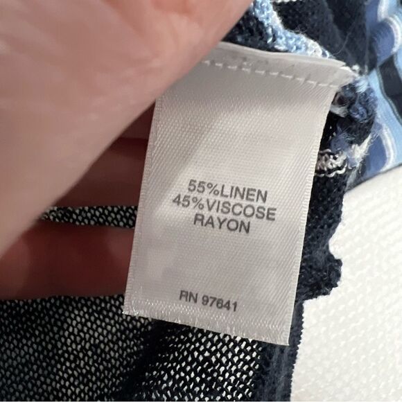 J. Jill Blue Striped Knit Linen Blend String Tie Tunic Cardigan XS - Picture 5 of 9